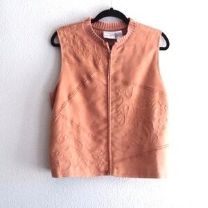 Napa Valley tan embroidered suede vest womans -L